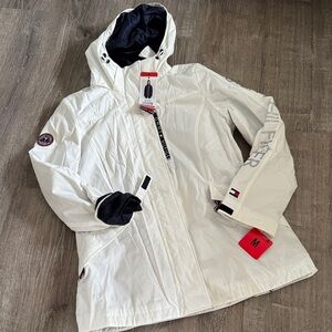 Tommy Hilfiger White Hooded Doble Coat